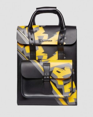 Accessories Dr Martens Airwair Print Leather Backpack Bags Black | Australia_Dr63007