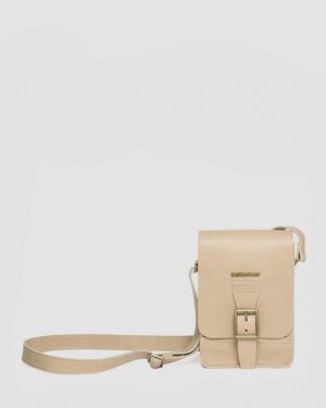 Accessories Dr Martens Carrara Leather Vertical Crossbody Bags Beige | Australia_Dr41356