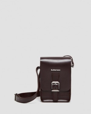 Accessories Dr Martens Leather Vertical Crossbody Bags Burgundy | Australia_Dr70373