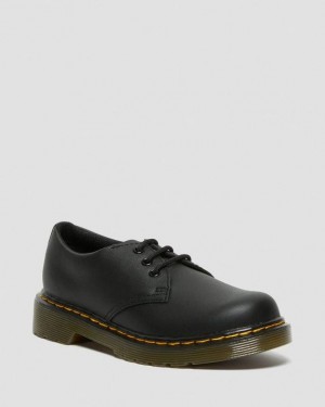 Kids' Dr Martens Junior 1461 Softy T Leather Shoes Black | Australia_Dr11471