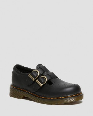 Kids' Dr Martens Junior 8065 Softy T Leather Mary Jane Shoes Black | Australia_Dr81026