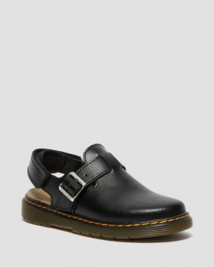 Kids' Dr Martens Junior Jorgie Leather Slingback Shoes Black | Australia_Dr40908