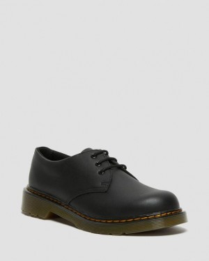 Kids' Dr Martens Youth 1461 Softy T Leather Shoes Black | Australia_Dr91040