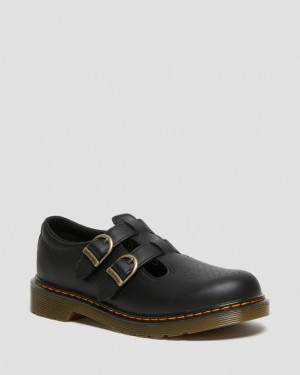 Kids' Dr Martens Youth 8065 Softy T Leather Mary Jane Shoes Black | Australia_Dr33996