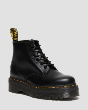 Men's Dr Martens 101 Smooth Leather Ankle Platform Shoes Black | Australia_Dr19518