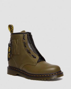 Men's Dr Martens 1460 Ben Alpha Industries Nylon & Leather Lace Up Boots Olive / Black | Australia_Dr64350