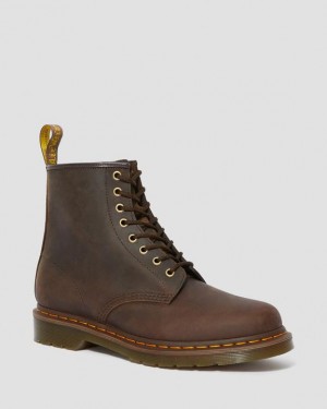 Men's Dr Martens 1460 Crazy Horse Leather Lace Up Boots Brown | Australia_Dr21653