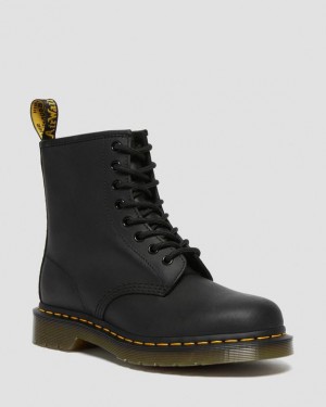 Men's Dr Martens 1460 Greasy Leather Lace Up Boots Black | Australia_Dr96083