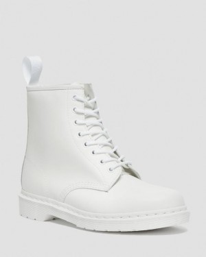 Men's Dr Martens 1460 Mono Smooth Leather Lace Up Boots White | Australia_Dr79555