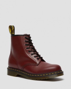 Men's Dr Martens 1460 Smooth Leather Lace Up Boots Pink Red | Australia_Dr35249