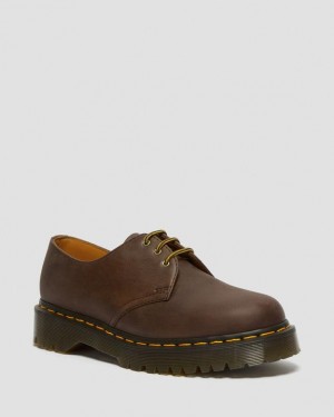 Men's Dr Martens 1461 Bex Crazy Horse Leather Oxford Shoes Dark Brown | Australia_Dr89623