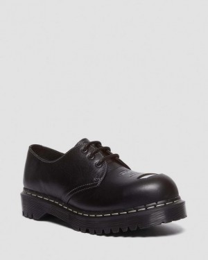 Men's Dr Martens 1461 Bex Exposed Steel Toe Oxford Shoes Black | Australia_Dr79163