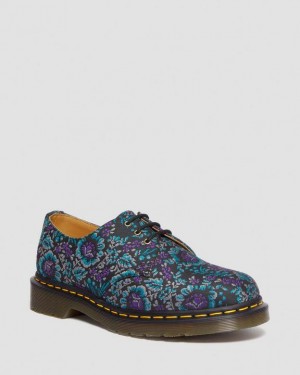 Men's Dr Martens 1461 Floral Jacquard Oxord Shoes Black / Purple | Australia_Dr57563