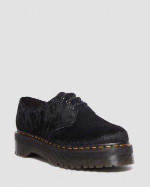 Men's Dr Martens 1461 Hair-On Platform Shoes Black | Australia_Dr52784