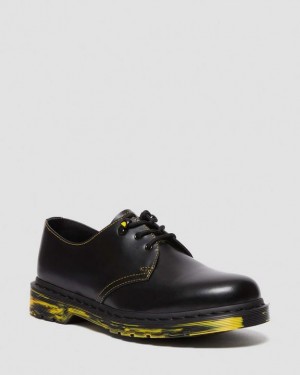 Men's Dr Martens 1461 Marbled Sole Leather Oxford Shoes Black | Australia_Dr13892