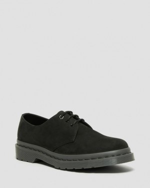 Men's Dr Martens 1461 Mono Milled Nubuck Leather Oxford Shoes Black | Australia_Dr74946