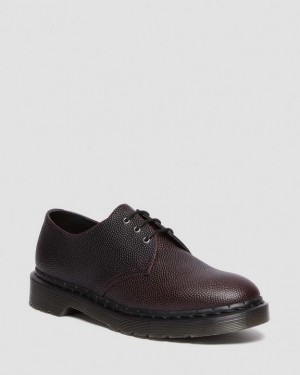 Men's Dr Martens 1461 Pebble Grain Leather Oxford Shoes Burgundy | Australia_Dr91770