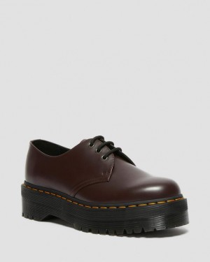 Men's Dr Martens 1461 Smooth Leather Platform Shoes Burgundy | Australia_Dr30289