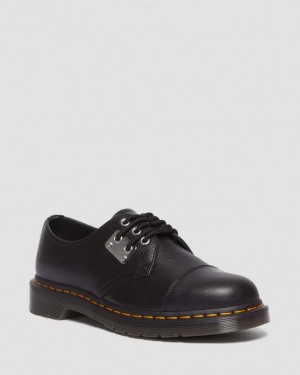 Men's Dr Martens 1461 Toe Plate Lunar Leather Oxford Shoes Black | Australia_Dr30593