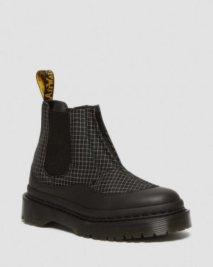 Men's Dr Martens 2976 Beta Bex Grid Chelsea Boots Black / White | Australia_Dr36677