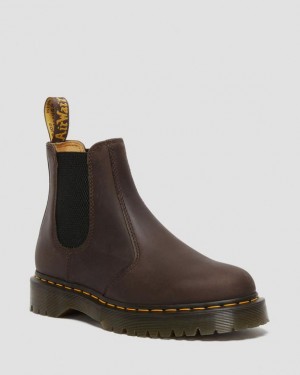 Men's Dr Martens 2976 Bex Crazy Horse Chelsea Platform Shoes Dark Brown | Australia_Dr75347