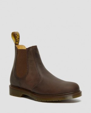 Men's Dr Martens 2976 Crazy Horse Leather Chelsea Boots Brown | Australia_Dr23554