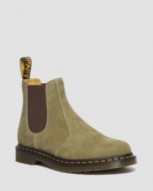 Men's Dr Martens 2976 Tumbled Nubuck Leather Chelsea Boots Olive | Australia_Dr23821