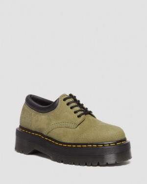 Men's Dr Martens 8053 Tumbled Nubuck Leather Casual Platform Shoes Olive | Australia_Dr42801