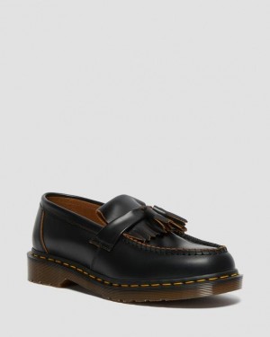 Men's Dr Martens Adrian Made in England Quilon Leather Tassel Shoes Black | Australia_Dr54839