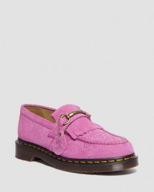 Men's Dr Martens Adrian Snaffle Repello Emboss Suede Kiltie Shoes Pink | Australia_Dr31122