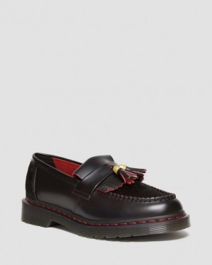 Men's Dr Martens Adrian Year of the Dragon Hair-On Tassel Shoes Black / Red | Australia_Dr19731