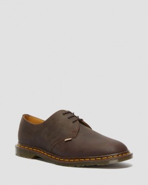 Men's Dr Martens Archie II JJJJound Crazy Horse Leather Lace Up Shoes Dark Brown | Australia_Dr73854