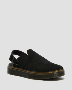 Men's Dr Martens Carlson Suede Casual Slingback Shoes Black | Australia_Dr64752