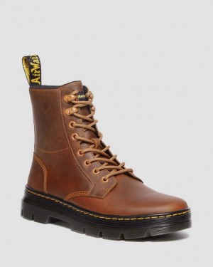 Men's Dr Martens Combs Pull Up Leather Casual Boots Brown | Australia_Dr72750