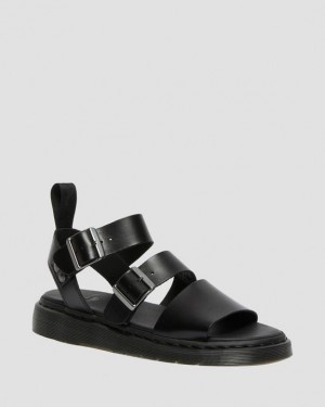 Men's Dr Martens Gryphon Brando Leather Gladiator Sandals Black | Australia_Dr56959