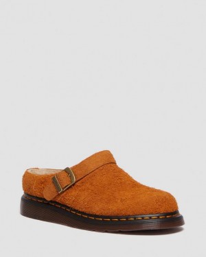 Men's Dr Martens Isham Faux Shearling Lined Suede Slingback Shoes Brown | Australia_Dr91787