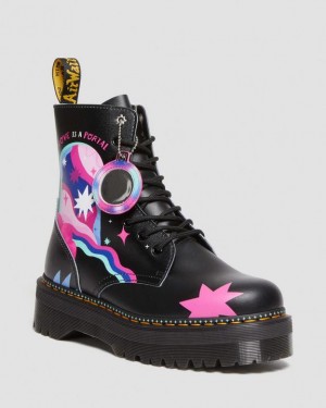 Men's Dr Martens Jadon Boot Loveis Wise Pride Platform Shoes Black | Australia_Dr84555