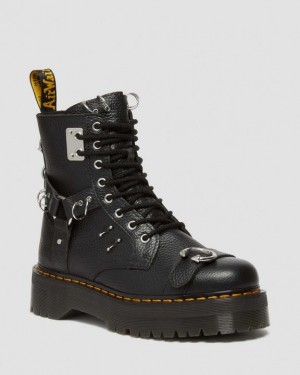 Men's Dr Martens Jadon Boot Piercing Milled Nappa Leather Platforms Boots Black | Australia_Dr20260