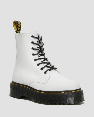 Men's Dr Martens Jadon Boot Smooth Leather Platforms Boots White | Australia_Dr21808