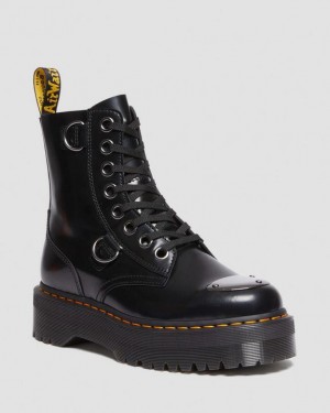 Men's Dr Martens Jadon Boot Toe Guard Leather Platform Shoes Black | Australia_Dr92592