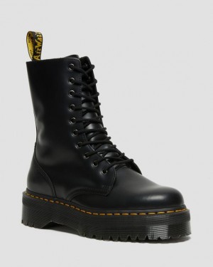 Men's Dr Martens Jadon Hi Boot Smooth Leather Platforms Boots Black | Australia_Dr21197