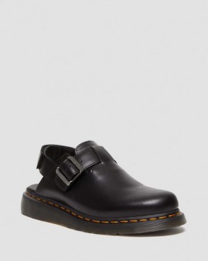 Men's Dr Martens Jorge II Brando Leather Slingback Shoes Black | Australia_Dr10840