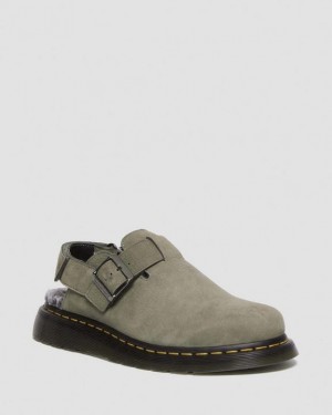 Men's Dr Martens Jorge II Faux Fur Lined Nubuck Slingback Shoes Grey | Australia_Dr29615