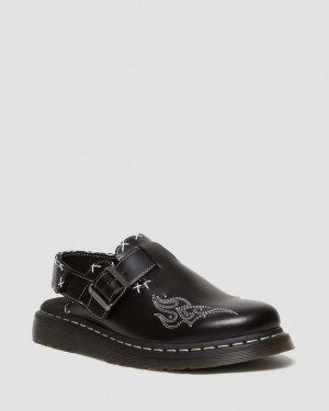 Men's Dr Martens Jorge II Gothic Americana Leather Slingback Shoes Black | Australia_Dr85723