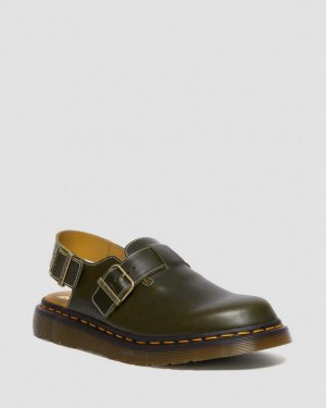 Men's Dr Martens Jorge Made in England Classic Leather Slingback Shoes Dark Green | Australia_Dr19450