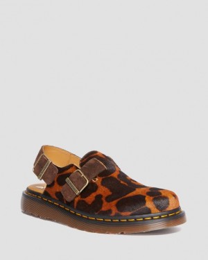 Men's Dr Martens Jorge Made in England Hair On Slingback Mule Shoes Brown / Black | Australia_Dr83706