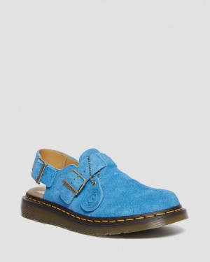 Men's Dr Martens Jorge Made in England Suede Slingback Shoes Blue | Australia_Dr89844