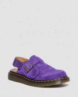 Men's Dr Martens Jorge Made in England Suede Slingback Shoes Purple | Australia_Dr55013