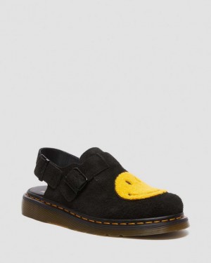 Men's Dr Martens Jorge Smiley® Napped Suede Slingback Shoes Black | Australia_Dr47881