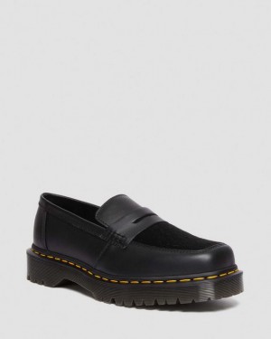 Men's Dr Martens Penton Bex Square Toe Hair-On & Leather Shoes Black | Australia_Dr56288